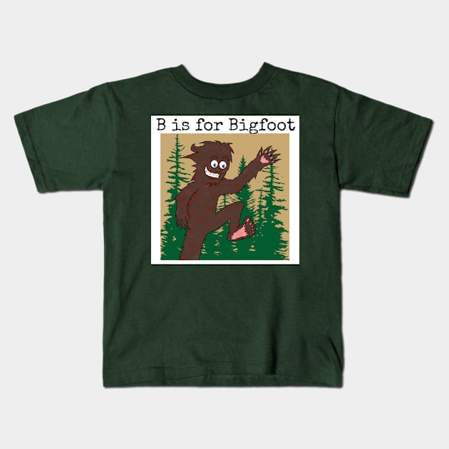 B is for Bigfoot Kids T-Shirt by MoonClone